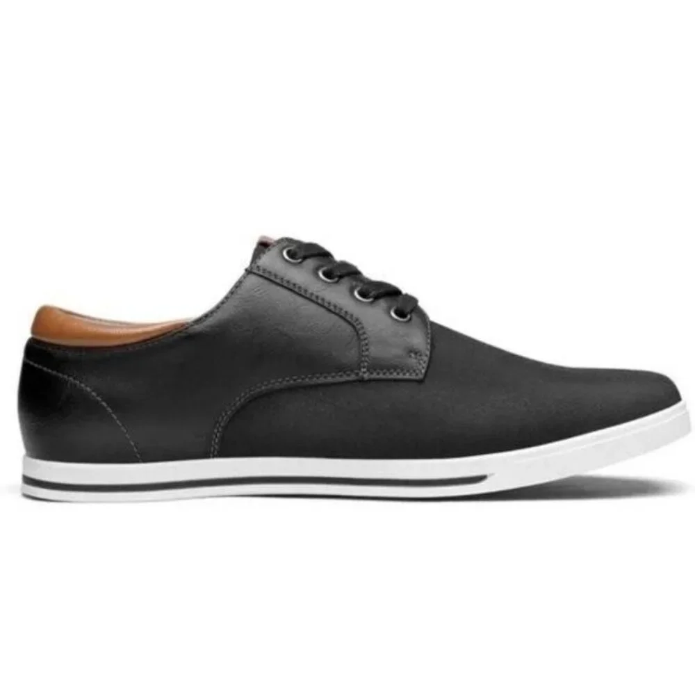 Bruno Marc Men's Black Leather Rivera Oxfords Lace Up Sneakers Non Marking